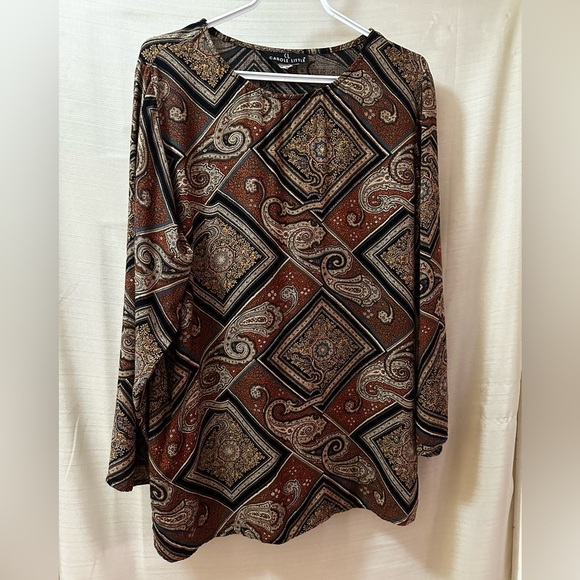 Carole Little Tops - Vintage 90s Carole Little Paisley Rayon Boho Blouse Scarf Print Top Large